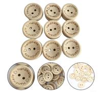 Lot de 100 boutons en bois sculpté à la main à dos plat pour projets de couture et loisirs créatifs Finition naturelle 15 mm