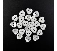 Lot de 100 boutons en forme de cœur faits à la main pour loisirs créatifs, couture, blanc nacré, trous horizontaux, 12,7 mm