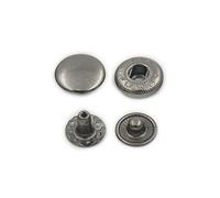 Lot de 100 boutons pression métalliques 10 mm, Métal, Gun Black, 10mm 3/8"
