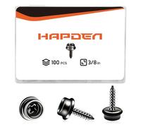 Lot de 100 boutons-pression pour toile de bateau en acier inoxydable - 100 pièces - Noir, Noir/blanc, 1