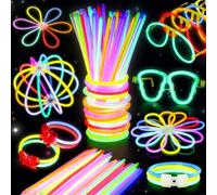Lot de 100 Bracelet Fluorescent Lumineux,7 Mix Couleurs Bâtons Lumineux&100 Connecteurs Bracelets Fluo Lumineux pour Enfants Adultes Decoration Nouvel an Noël Accessoire,bracelet fluorescent lumineux