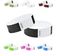 Lot de 100 bracelets en Tyvek de 1,9 cm en papier, utilisés pour les événements, les boîtes de nuit, les parcs aquatiques, etc. (Noir)