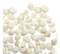 Lot de 100 breloques en coquillage blanc - Pendentifs en coquillages naturels - Breloques d'été pour remplissage de vase, aquarium, collier, bracelet, boucles d'oreilles, fabrication de bijoux et