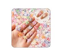 Lot de 100 breloques pour ongles Blumen Nagelcharms 3D Blumen Nagelrhinesteine, Frühlings Hibiskus Blumen en résine Nagelgems, Schmuck Nageldekals, Mischfarbige Blumen Nagelkunst Zubehör