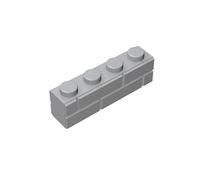 Lot de 100 briques 1 x 4 picots aspect brique - 1 x 4 pièces de pierre - Compatible avec Lego - Couleur : gris clair
