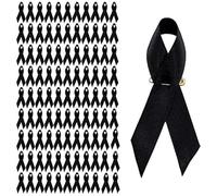 Lot De 100 Broches En Forme Ruban Rose Cancer Du Sein-Pins Octobre Roses, Octobre Roses Accessoires 2025 Pour Sensibilisation Au Cancer Du Sein En Satin (Noir)