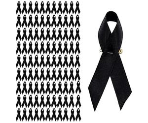 Lot De 100 Broches En Forme Ruban Rose Cancer Du Sein-Pins Octobre Roses, Octobre Roses Accessoires 2025 Pour Sensibilisation Au Cancer Du Sein En Satin (Noir)