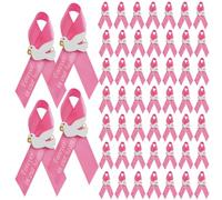 Lot de 100 broches en ruban de satin rose pour la sensibilisation au cancer du sein, broches à ruban commémoratif Forever in Our Hearts pour deuil funéraire, broches espoir pour promenades caritatives