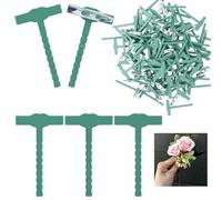 Lot de 100 broches triangulaires en forme de T en plastique - Petite épingle à nourrice pour mariage - Outil de sécurité - Accessoire de vêtements - Convient pour les mariages (vert)