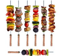 lot de 100 brochettes 38 cm avec manche en bois - Brochettes inoxydables pour grills à gaz et à charbon de bois - Brochettes à viande pour grillades - BBQ Schampura - Accessoires parfaits pour le barb
