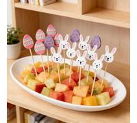 Lot de 100 brochettes en forme d'œuf de Pâques, pics à fruits pour décorations de fête, inserts de gâteaux et présentation de nourriture festive pour gâteau, dessert, nourriture, brochettes, fruits