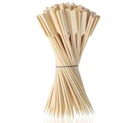 Lot de 100 brochettes plates en bambou de 20 cm pour barbecue, brochettes, cocktails, apéritifs de fruits, buffet, fêtes, feu de camp, collations, charcuterie