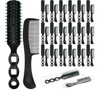 Lot de 100 Brosses et Peignes Individuels Noirs, 50 Brosses + 50 Peignes | Brosses Démêlantes et Peignes de Voyage Emballés Individuellement pour Hôtels, Maraudes, SDF et Kits d’Hygiène