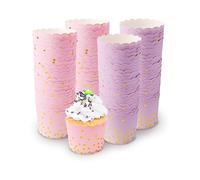 Lot de 100 Caissette Muffins Mini Caissettes Cupcake Papier Muffin Moule Mini Muffin pour Cupcakes Fête Décoration (Rose et Violet)