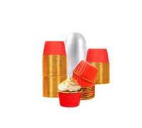 Lot de 100 caissettes à cupcakes jetables avec couvercles, 100 ml, pour fête, mariage, anniversaire, Saint-Valentin, rouge