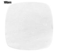 Lot de 100 caissettes en papier pour cuiseur vapeur, pour friteuse à air, antiadhésives, résistantes à la chaleur, sans BPA, pour cuiseurs vapeur et friteuses à air, 19 x 19 cm, (Blanc)