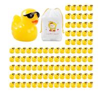 Lot de 100 canards pour lunettes de soleil, 1 sac de rangement, accessoires de décoration de la maison, mini ornements de canard, mignons mini canards en résine, convient pour les aquariums, les