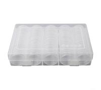 Lot de 100 capsules de rangement rondes en plastique pour pièces de monnaie 27 mm de diamètre avec boîte pour gérer les collections à la maison, au bureau ou à un événement