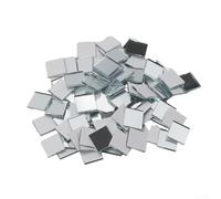 Lot de 100 carreaux carrés en verre miroir autocollants pour décoration murale à faire soi-même, boules discothèques, projets d'artisanat, maison et bureau - Argenté - 100 x 10 mm