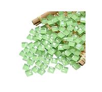 Lot de 100 carrés de mosaïque en cristal vert clair pour travaux manuels, cadres photo, bijoux, sous-verres, 1 x 1 cm