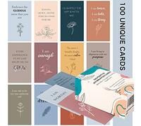 Lot de 100 cartes d'affirmation pour homme et femme avec plus de 150 questions qui suscitent la réflexion, cartes d'affirmation uniques pour soulager le stress, la méditation et les soins personnels