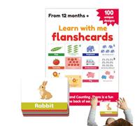 Lot de 100 cartes d'apprentissage de vocabulaire - Jeu de 100 cartes - Jouet éducatif interactif à partir de 1 an - Pour la maternelle et la maison