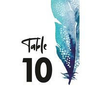Lot de 100 cartes de numéro de table double face avec plumes bleues pour fête, mariage, événement, numéros de table, cartes de siège, signalisation de table, 12,7 x 17,8 cm