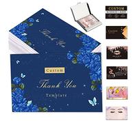 Lot de 100 cartes de visite personnalisées avec logo, texte, code QR personnalisable, cartes de remerciement, votre propre design pour petites entreprises, 8,9 x 5,1 cm, impression double face