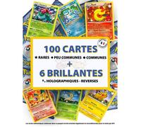 Lot de 100 Cartes Pokémon Françaises Officielles NEUF - 6 Brillantes | 3 Rares - Sans Doubles