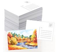 Lot de 100 cartes postales vierges en papier aquarelle, 50 cartes, 10,2 x 15,2 cm, 63,5 kg/300 g/m², note vierge pour journal aquarelle, papier d'art lourd sans acide pour notes de remerciement et