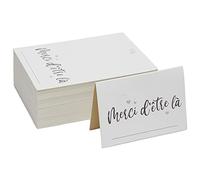 Lot de 100 Cartons de Placement de Table, Cartes Chevalet Porte-Nom avec Design de Coeur, Merci d'Etre Là, Format A7, 7,4 x 10,5 cm, Blanc