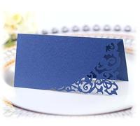 Lot de 100 cartons de table à écrire - Papier nacré - Pour mariage, décoration de table, anniversaire, baptême, communion, banquet, dîner, fête - Bleu foncé