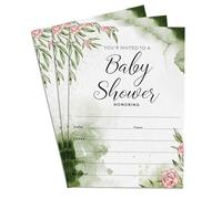 Lot de 100 cartons d'invitation à remplir Motif floral Vert 12,7 x 17,8 cm