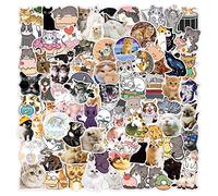 Lot de 100 chat mignon autocollants en vinyle mignons pour bouteille d'eau, ordinateur portable, téléphone, bagages, autocollants de planche à roulettes pour adultes adolescents filles enfants