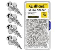 Lot de 100 chevilles à vis murales à double tête - Vis de suspension robustes pouvant supporter jusqu'à 13,6 kg - Vis d'ancrage pour cloison sèche - Pour anneaux en D/fil/trous de serrure - Accrochez