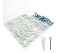 Lot de 100 chevilles autoperceuses pour cloison sèche avec kit de vis, y compris 50 chevilles et 50 vis #8 x 3,8 cm - Peut supporter jusqu'à 34 kg