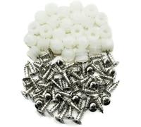 Lot de 100 chevilles de charnière en plastique argenté avec filetage denté pour machine (4 x 10 mm)