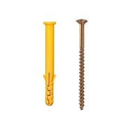 Lot de 100 chevilles murales et vis taraudeuses pour tuyaux d'expansion - Boulons d'ancrage robustes pour bois et chevilles murales - Vis autotaraudeuses - Ancrages nervurés