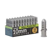 Lot de 100 Chevilles murales Grises de 10mm pour plaques de plâtre, Chevilles à vis brutes, rallonges en Plastique, Fixations pour maçonnerie, Montage Efficace (10mm)