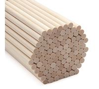 Lot de 100 chevilles rondes en bois de 6 mm x 150 mm pour loisirs créatifs, travaux manuels, support de gâteaux, sucettes, accessoires de photomaton, décoration d'intérieur