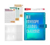 Lot de 100 classeurs de défis économiques - Livre de défi pour économiser de l'argent - Classeur budgétaire avec enveloppes d'argent - Livre de défi organisé pour et adultes