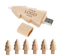 Lot de 100 Clés USB en Bois Personnalisées 64 Go Clés USB Naturelles en Forme d’Arbre, Gravure du Logo Incluse, Customisées Idéales pour Noël, Artisanat ou Événements