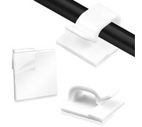 Lot de 100 clips de câble adhésifs de 1,4 cm pour la gestion des câbles, supports de cordons solides pour mur, bureau, lumières de Noël, câbles TV et Ethernet - Blanc