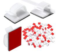 Lot de 100 clips de câble auto-adhésifs pour éclairage extérieur - Mini crochets pour voiture, bureau, maison, décoration lumineuse (blanc, taille S)