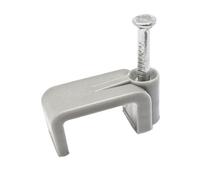 Lot de 100 clips de câble en plastique plat Gris 16 mm