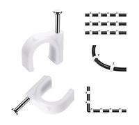 Lot de 100 clips de câble ronds blancs résistants et durables de 8 mm, Attache Câble, Range Câble, Fixation Câble électrique, Clips Câble,