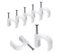 Lot de 100 clips de câble ronds blancs solides et durables - 10 mm, Attache Câble, Range Câble, Fixation Câble électrique, Clips Câble,