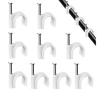 Lot de 100 Clips de câble Ronds Blancs Solides et durables - 7 mm - Attache Câble, Range Câble, Fixation Câble électrique, Clips Câble,