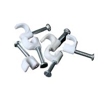 Lot de 100 clips de câble ronds de 7 mm à suspendre au mur - Clips pour câbles blancs