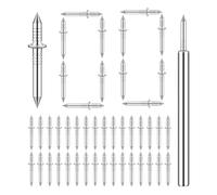 Lot de 100 clous à double tête pour plinthe, vis cachées sans joints, clous de plinthe à double pointe avec outil manchon, pour rénovation, bricolage, salon, chambre, appartement